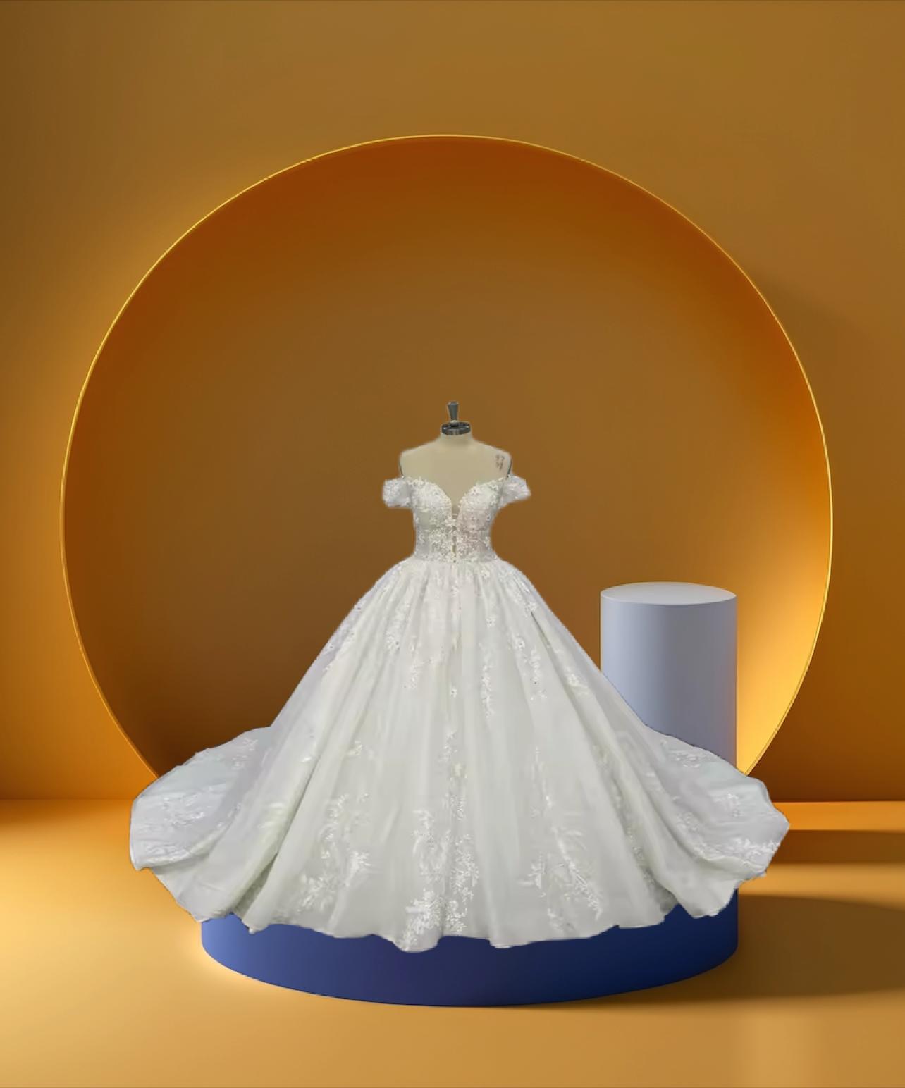 Elegant off shoulder bridal bell gown