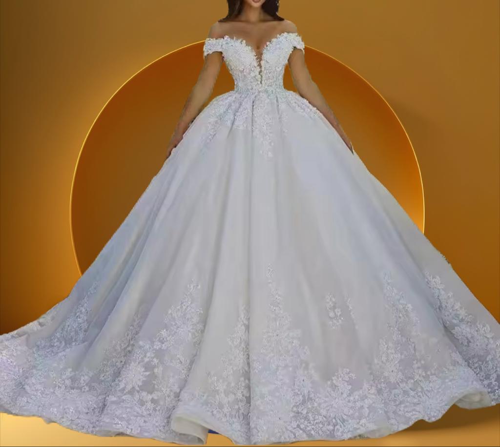 Beautiful off shoulder bridal gown