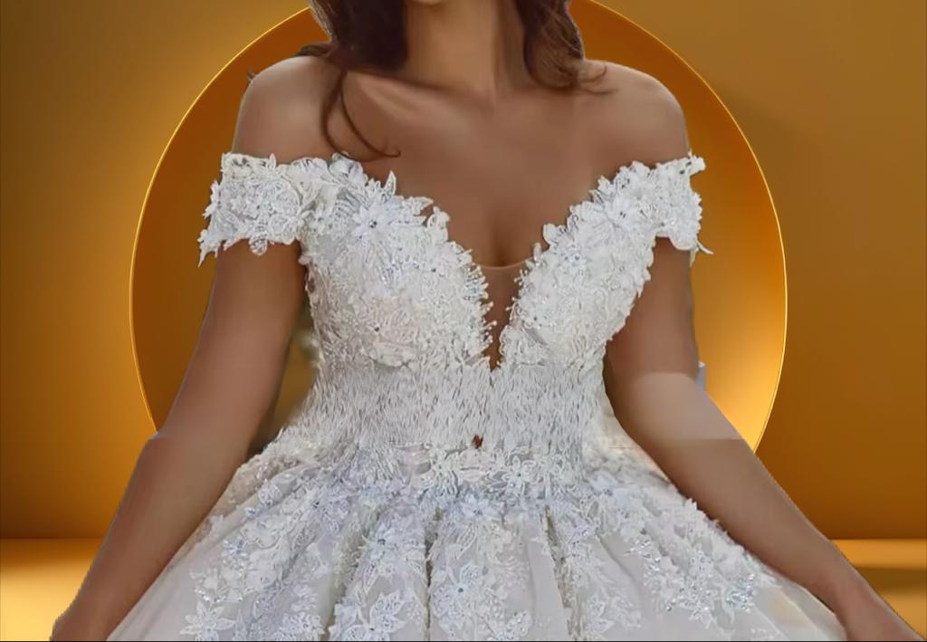 Beautiful off shoulder bridal gown