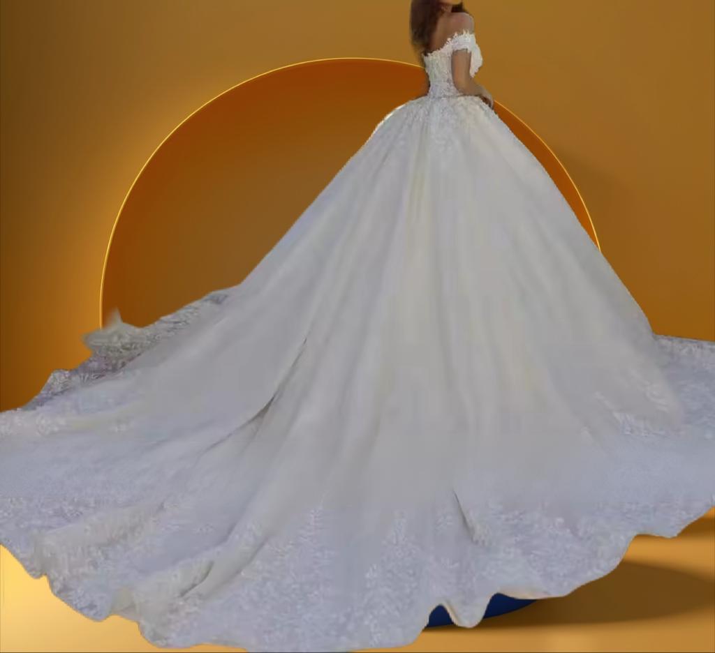 Beautiful off shoulder bridal gown