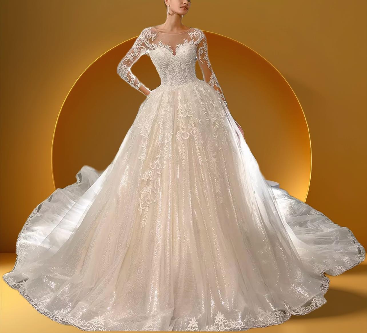 Sweetheart neckline bell gown bridal dress