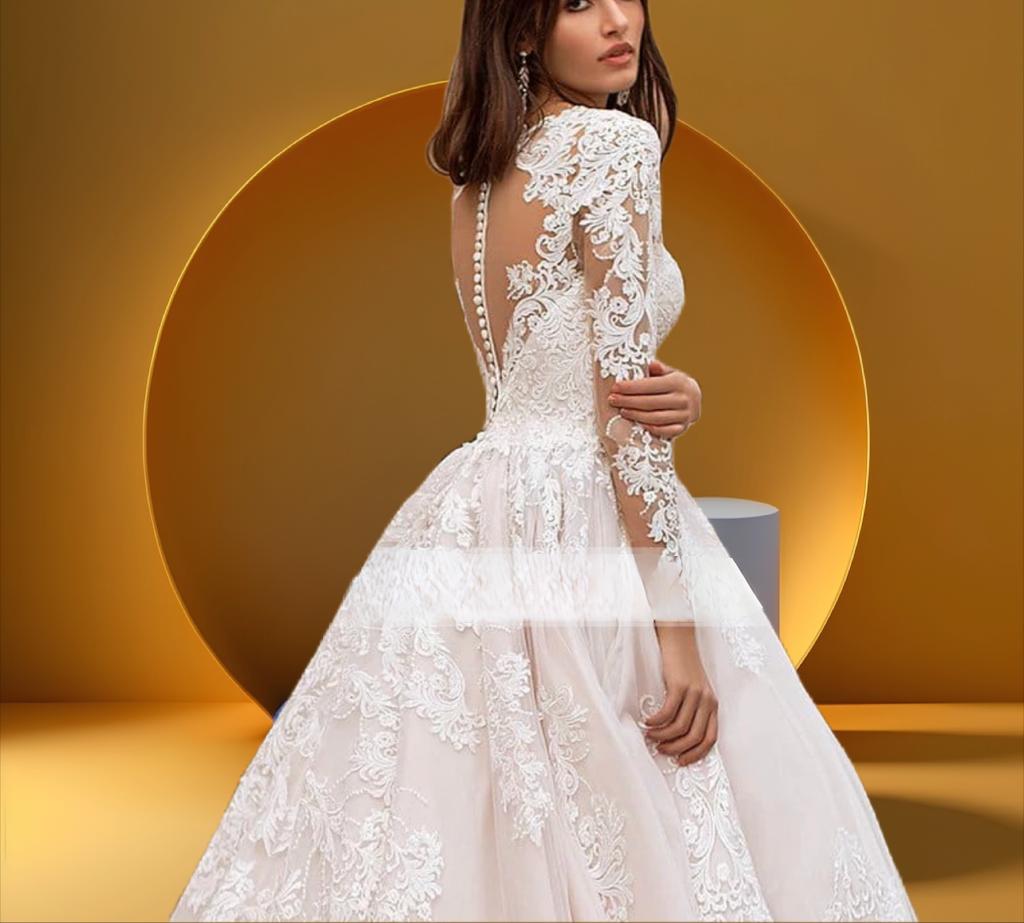 Elegant long sleeve bridal gown
