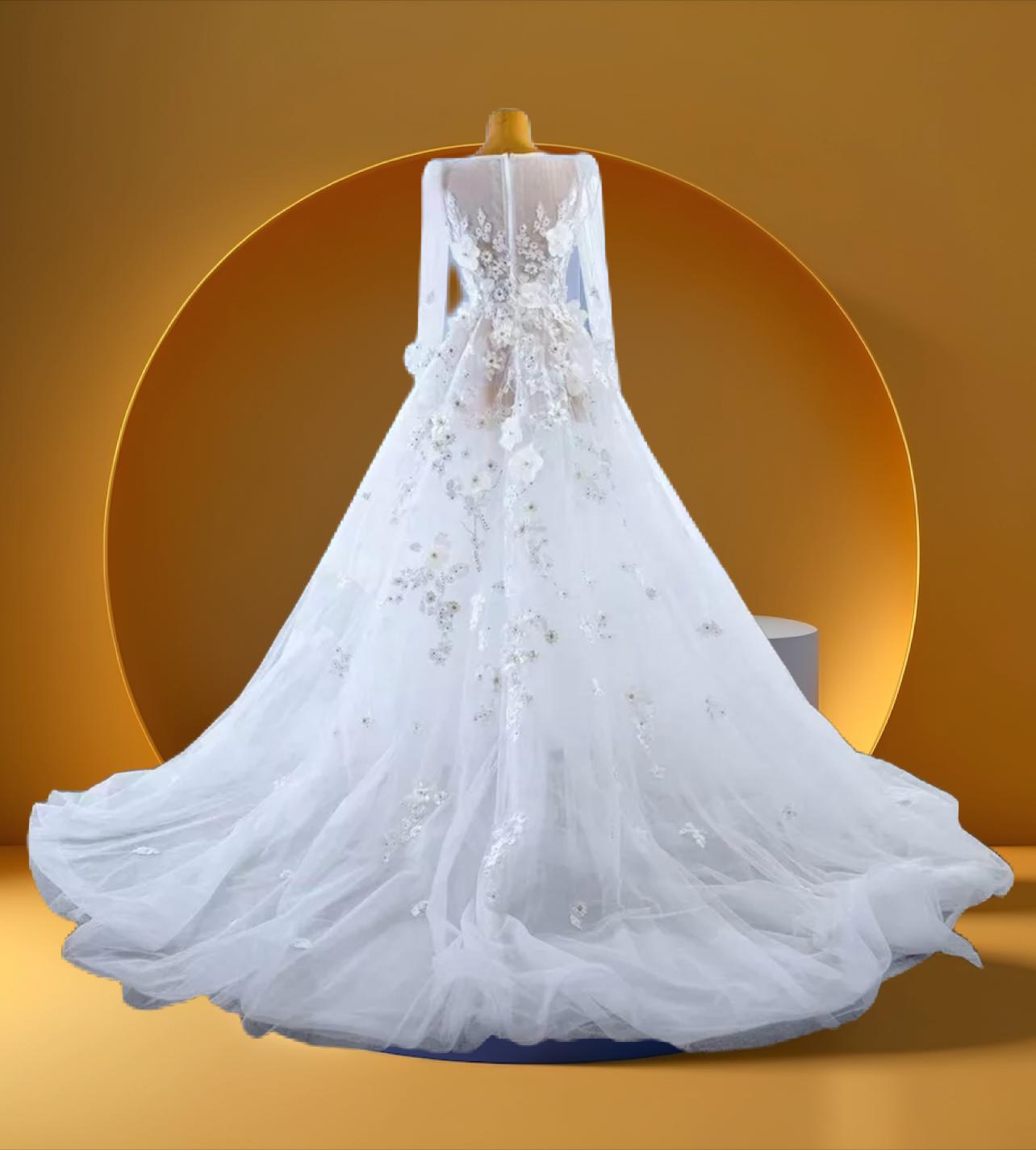 Beautiful flower bridal wedding gown
