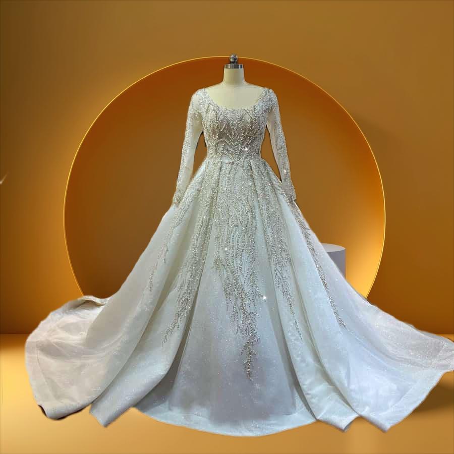 Beautiful long sleeve beaded bridal gown