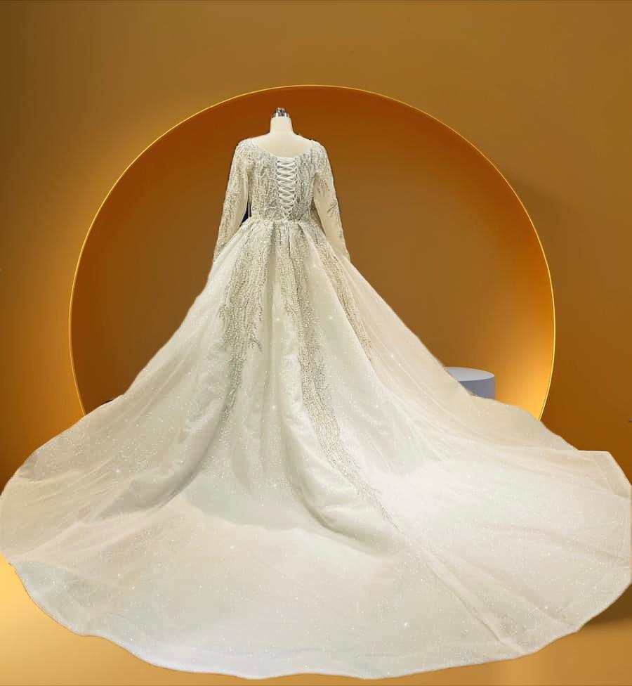 Beautiful long sleeve beaded bridal gown