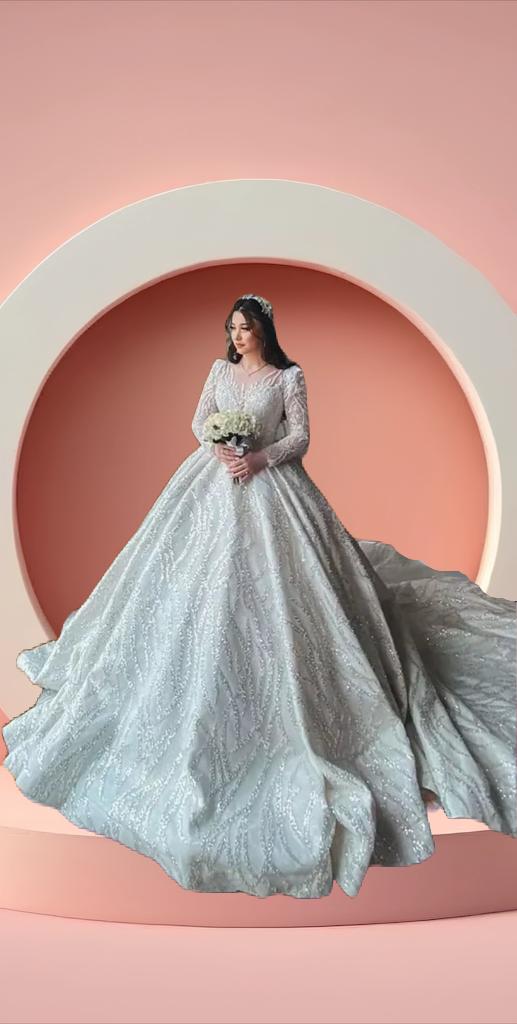 Beautiful fully beaded sparkly bridal gown