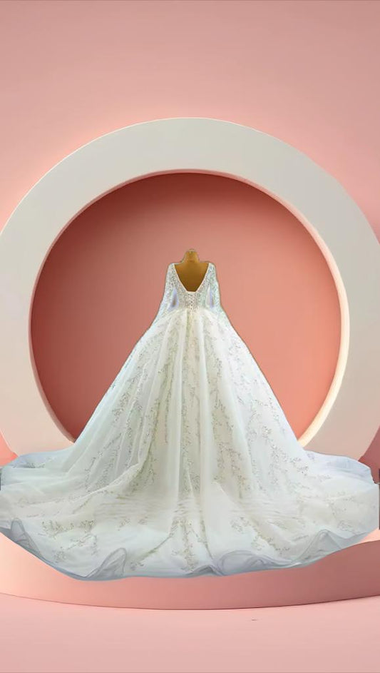 Beautiful long sleeve beaded bridal gown