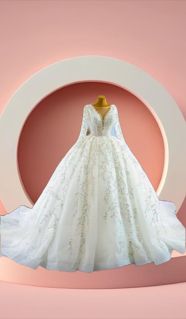 Beautiful long sleeve beaded bridal gown