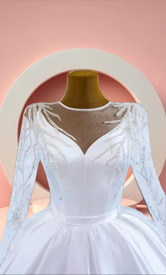 Elegant satin bridal gown dress