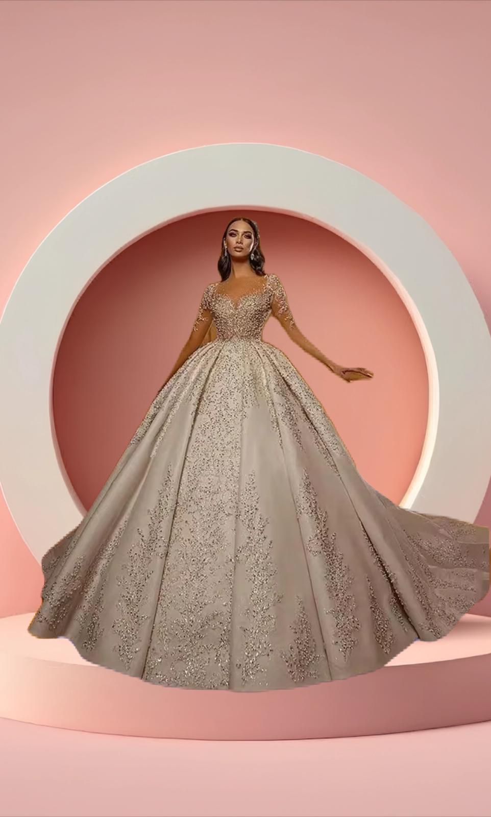 Beautiful beaded sparkly bridal gown