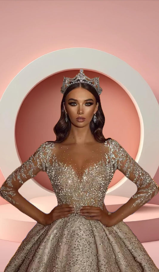 Beautiful beaded sparkly bridal gown