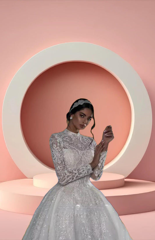 Elegant high neck bridal gown