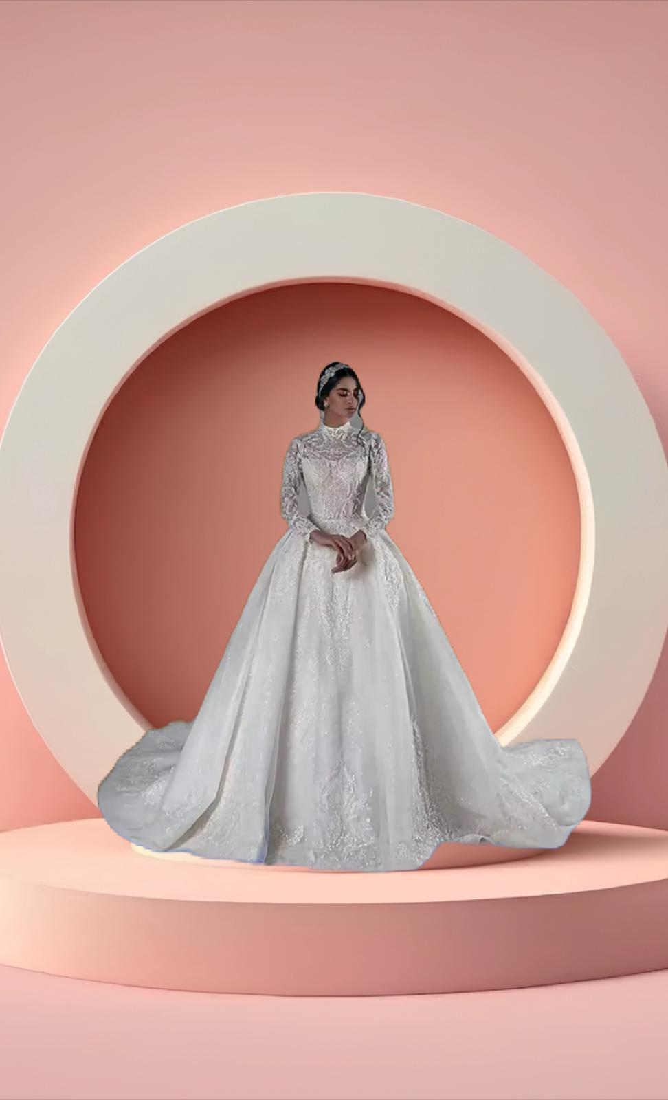Elegant high neck bridal gown
