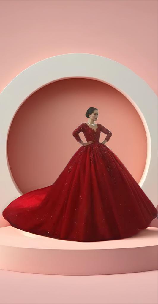 Beautiful long sleeve bell gown bridal dress