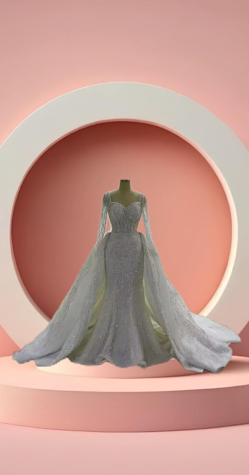 Beautiful long sleeve sparkly bridal gown