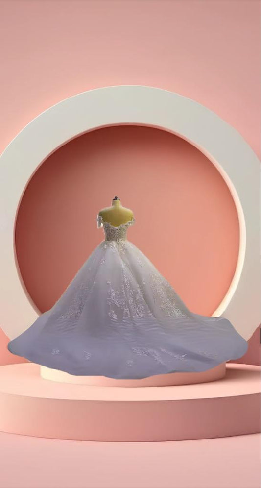 Beautiful off shoulder beaded bridal gown