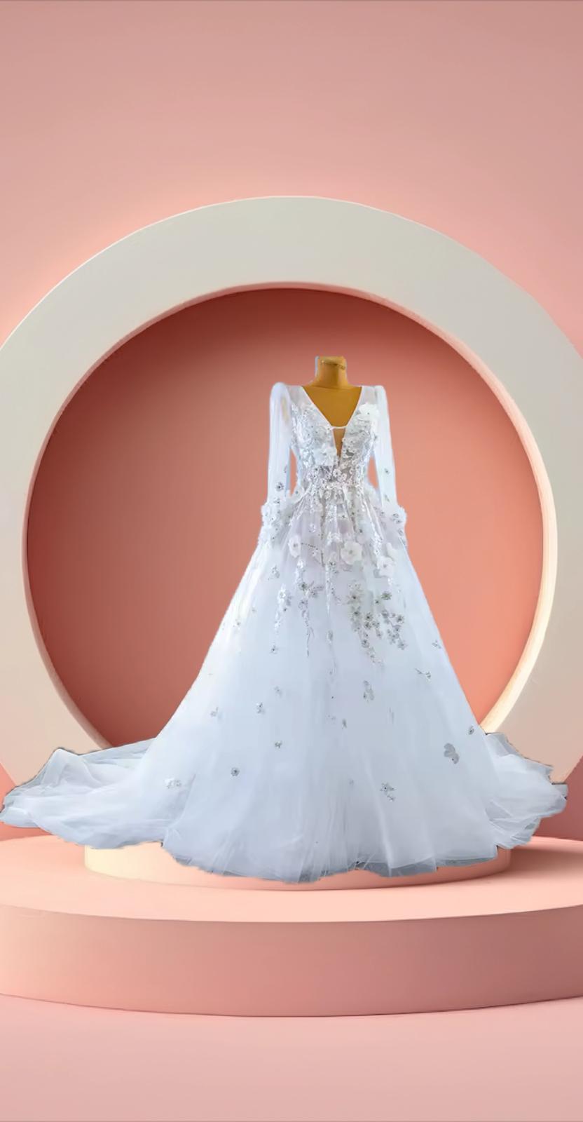 Beautiful flower bridal wedding gown