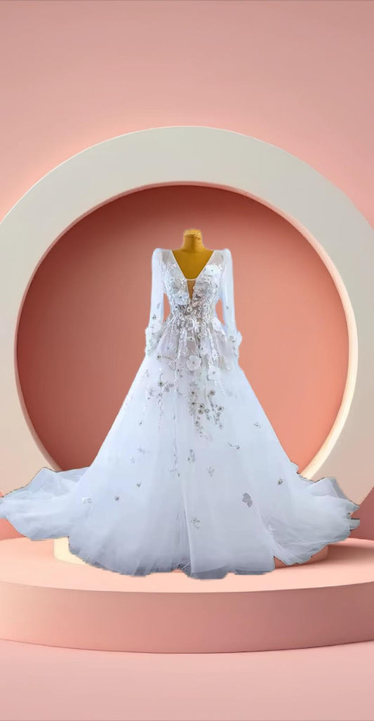 Beautiful flower bridal wedding gown