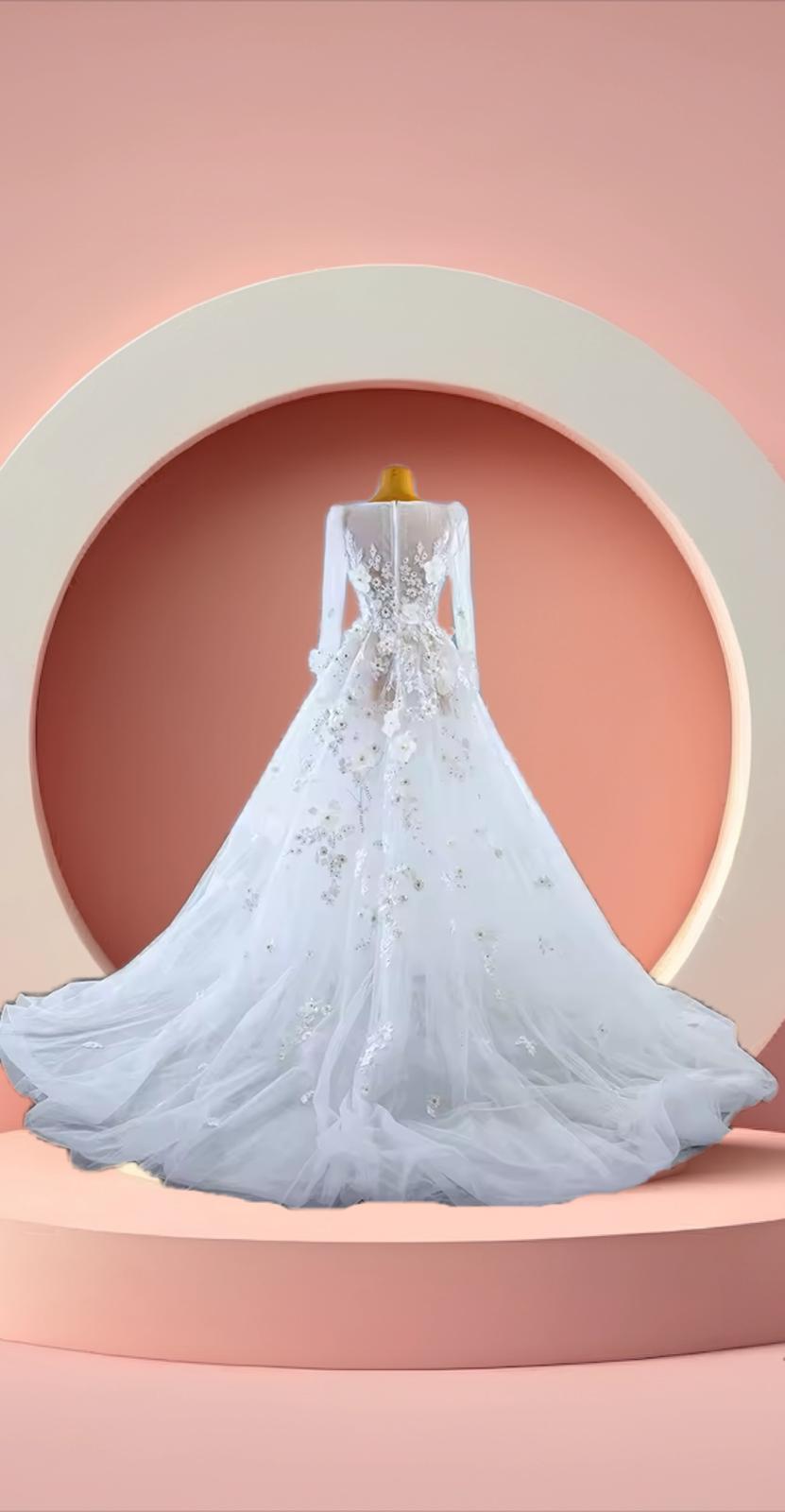 Beautiful flower bridal wedding gown