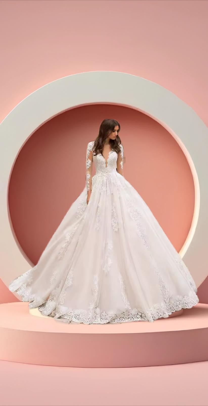 Elegant long sleeve bridal gown