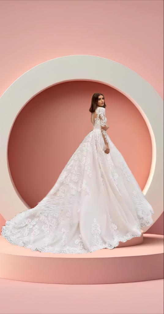 Elegant long sleeve bridal gown