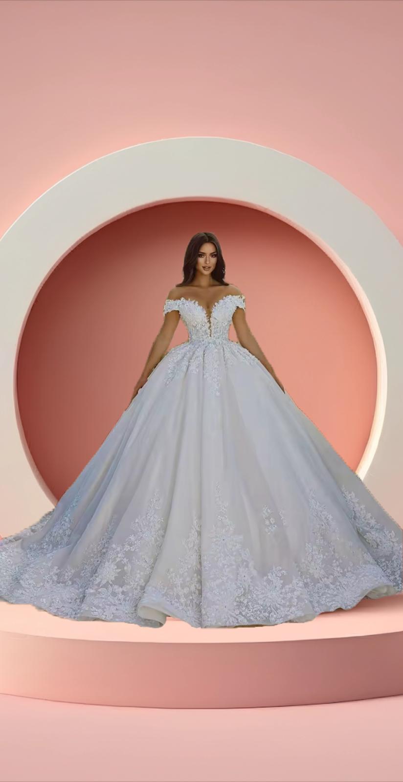 Beautiful off shoulder bridal gown