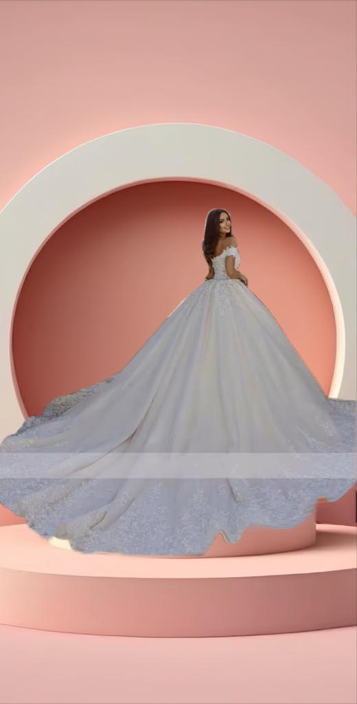 Beautiful off shoulder bridal gown