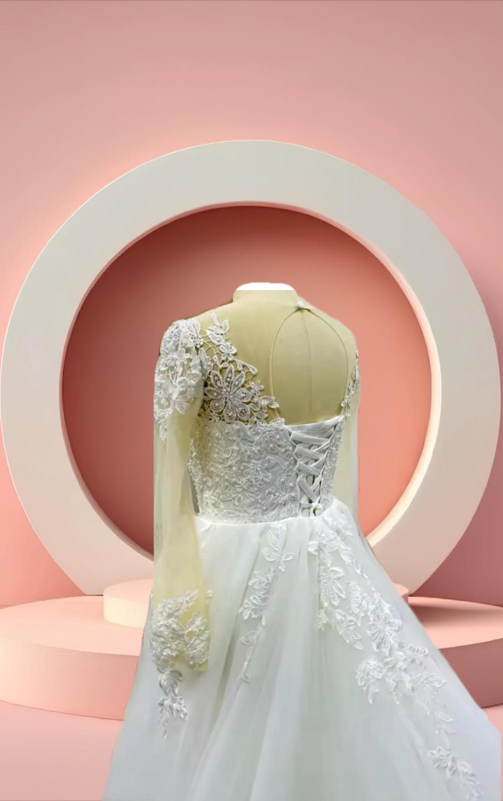 Elegant detachable long sleeve bridal dress
