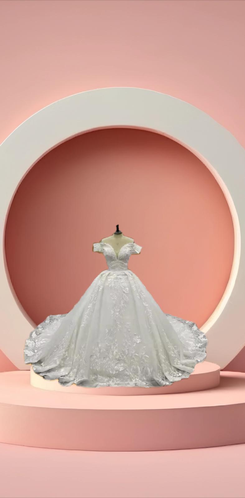 beautiful half shoulder bridal gown