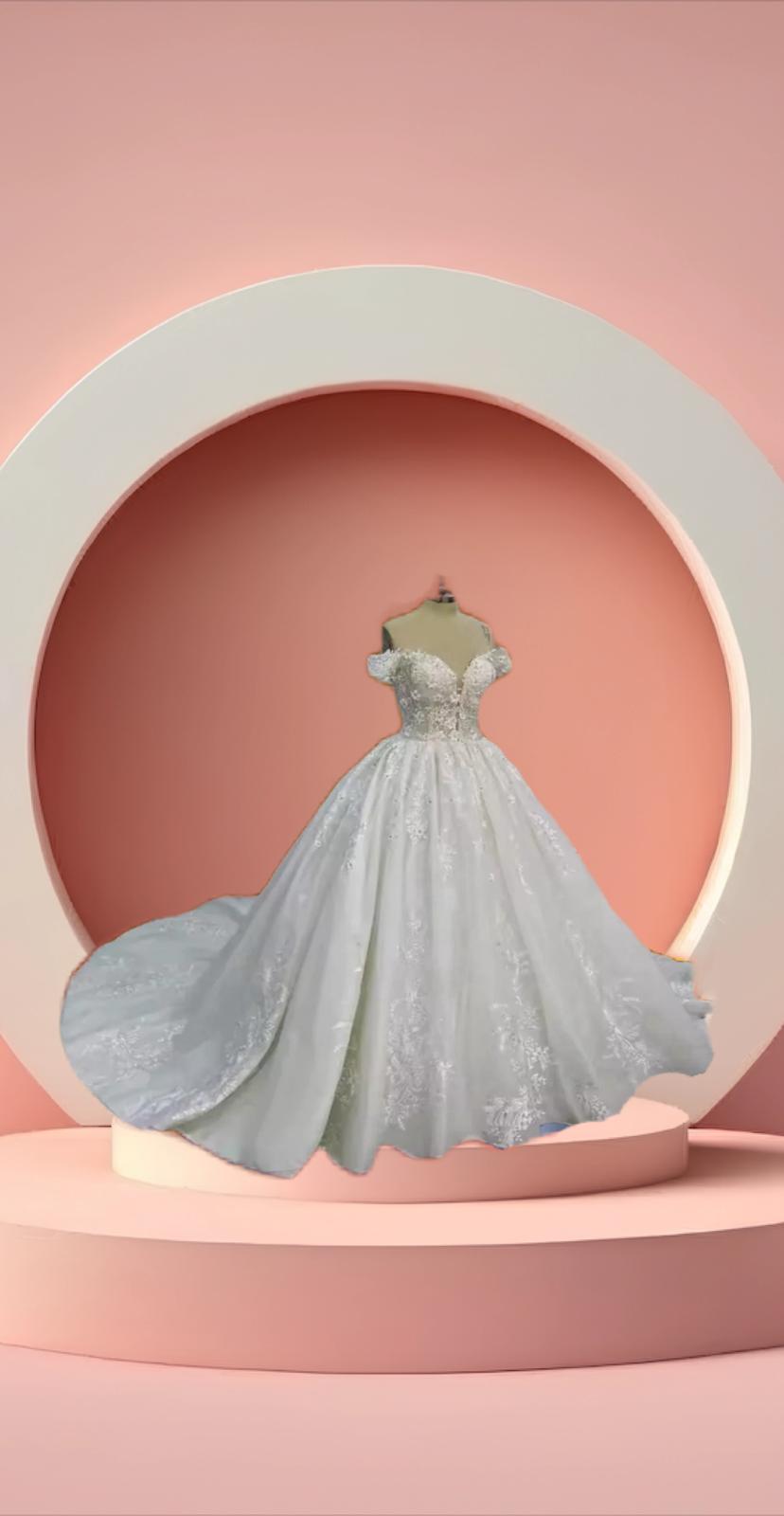 Elegant off shoulder bridal bell gown