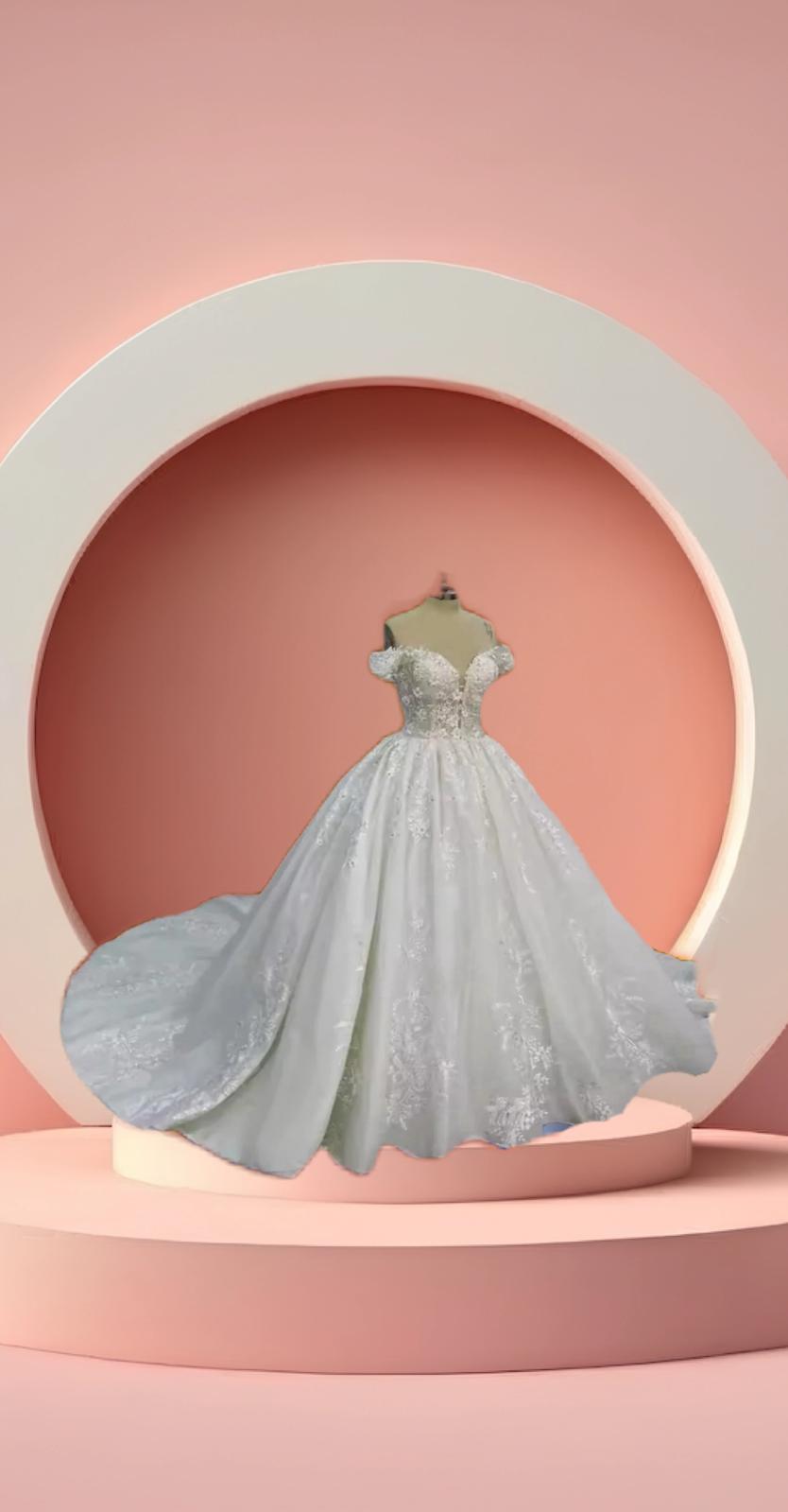 Elegant off shoulder bridal bell gown