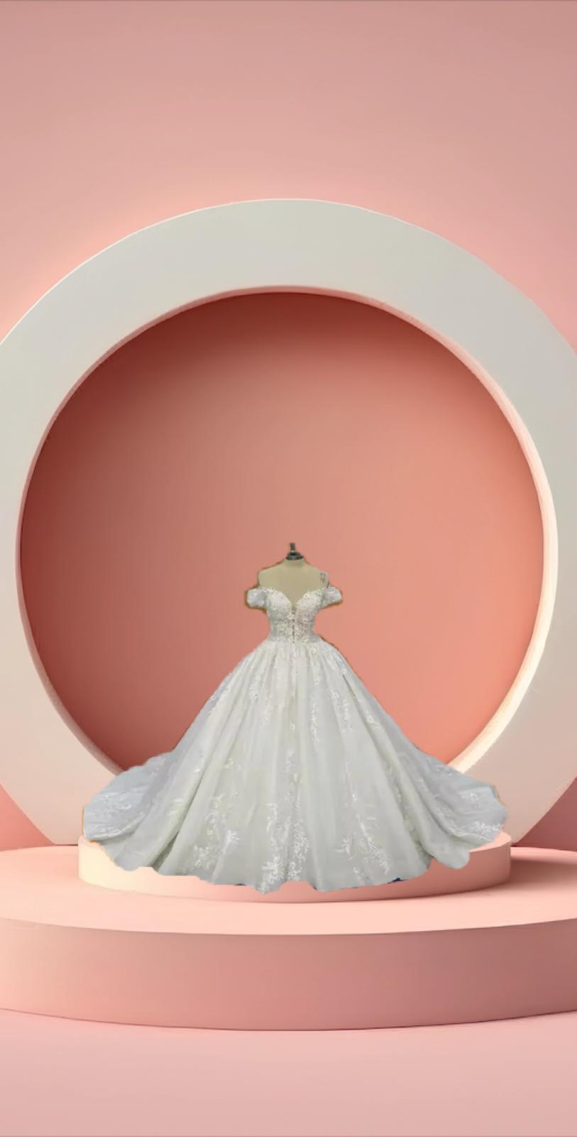 Elegant off shoulder bridal bell gown