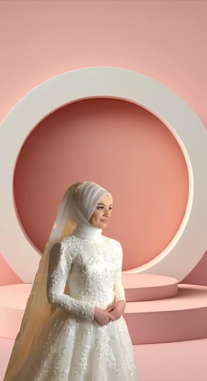 Beautiful full covered muslim bridal gown