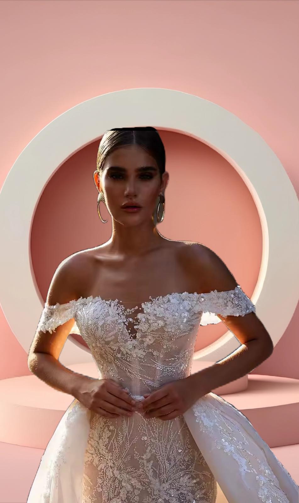 Elegant detachable long sleeve mermaid bridal dress