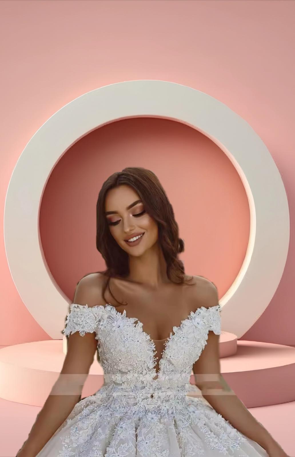 Beautiful off shoulder bridal gown