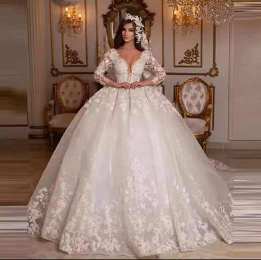 Mura Boutique Princess Ball Gown Wedding Dress with Beaded Detail