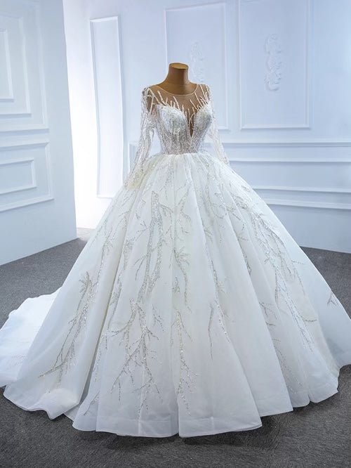 Mura Boutique Beaded Heavy Bridal Wedding Gown with Veil