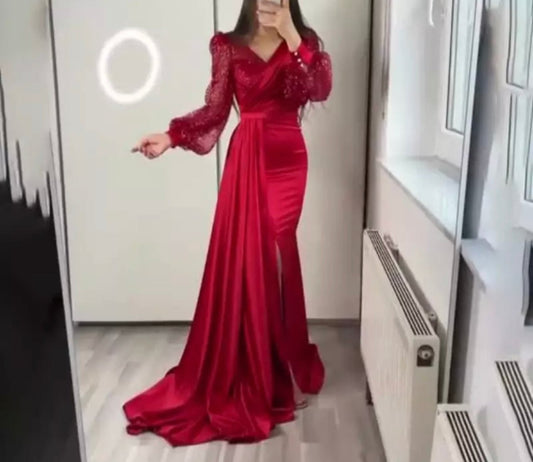 Elegant Mermaid Evening Dress with Glitter Satin by Mura Boutique