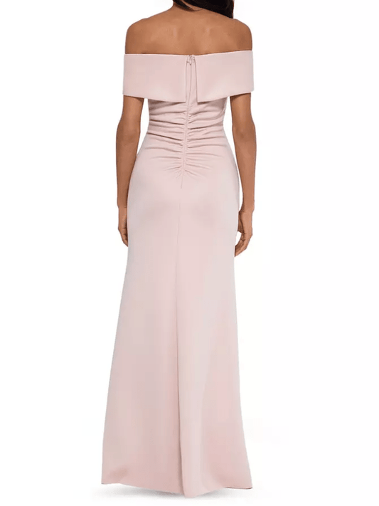 Mura Boutique Off Shoulder Chiffon Evening Gown