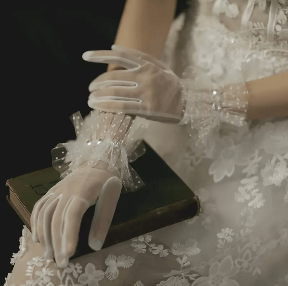 Puff Wedding Gloves Elegant Bridal Accessories by Mura Boutique