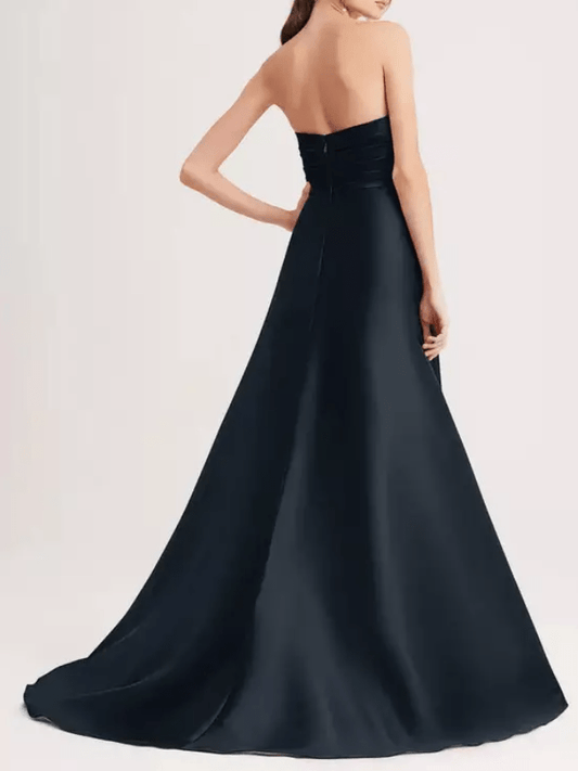 Semi-Sweetheart Satin Evening Gown by Mura Boutique
