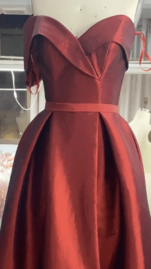 Sweetheart A-Line Pleated Taffeta Evening Gown by Mura Boutique