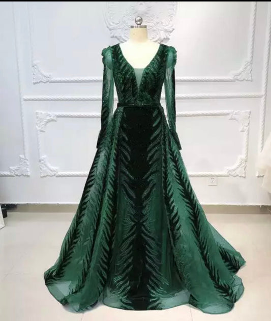 Mura Boutique Velvet Mermaid Evening Dresses with Crystal Detail