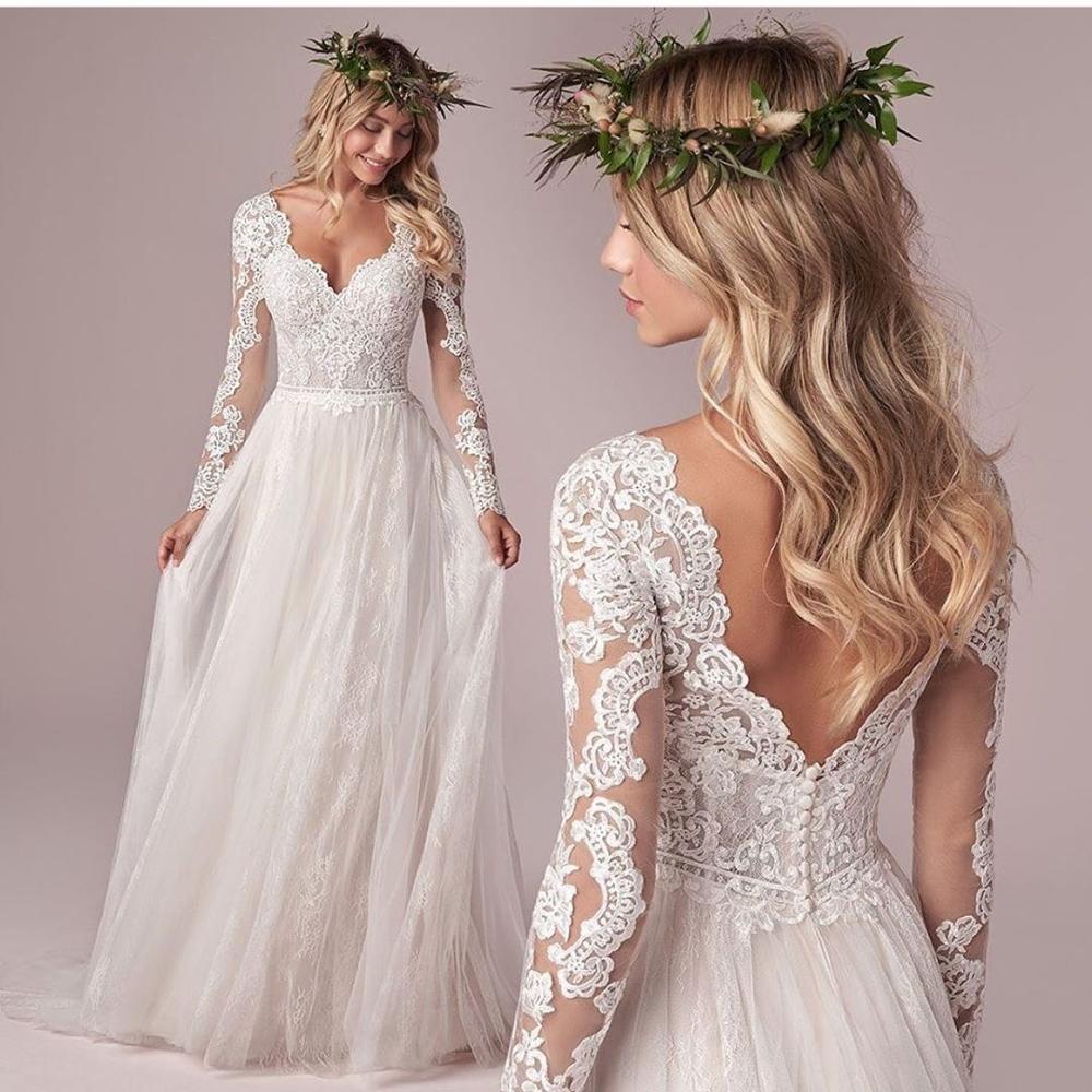 Long Sleeve Wedding Dress With Corset – Mura Boutique