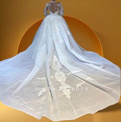 Elegant detachable long sleeve mermaid bridal dress