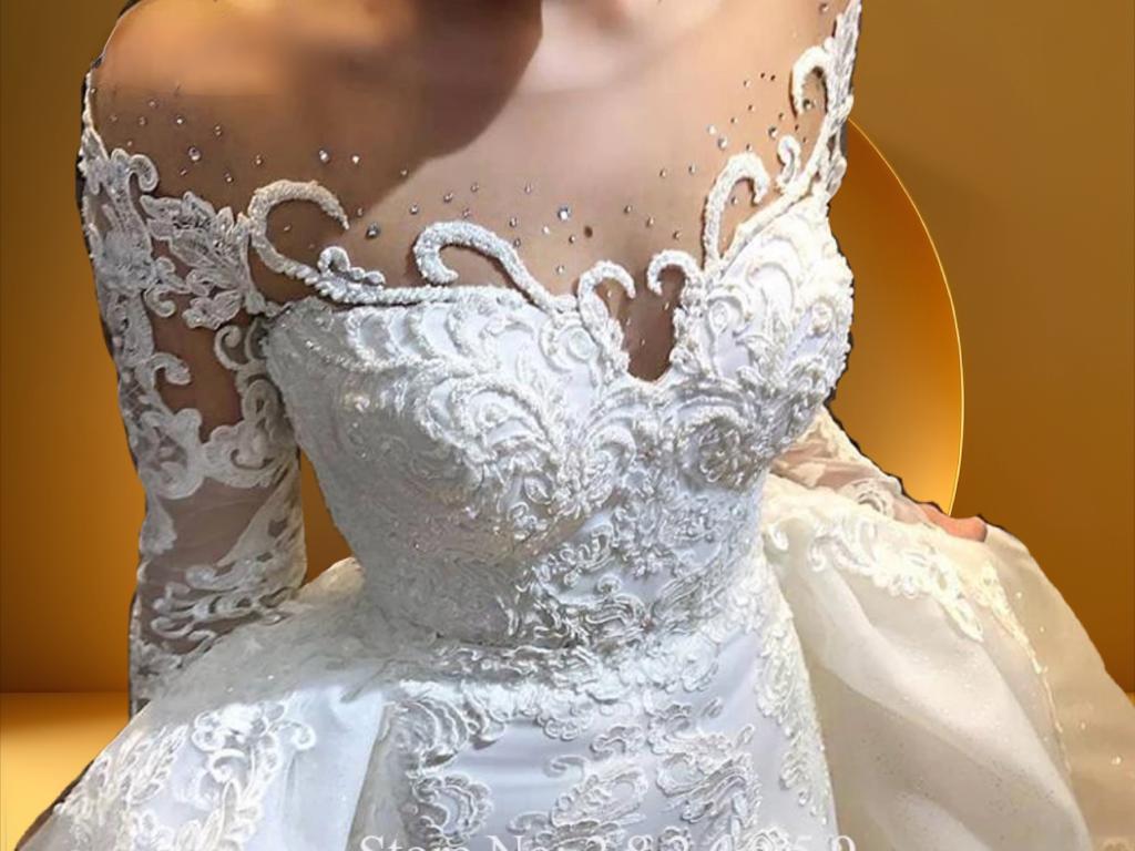 Elegant detachable long sleeve mermaid bridal dress