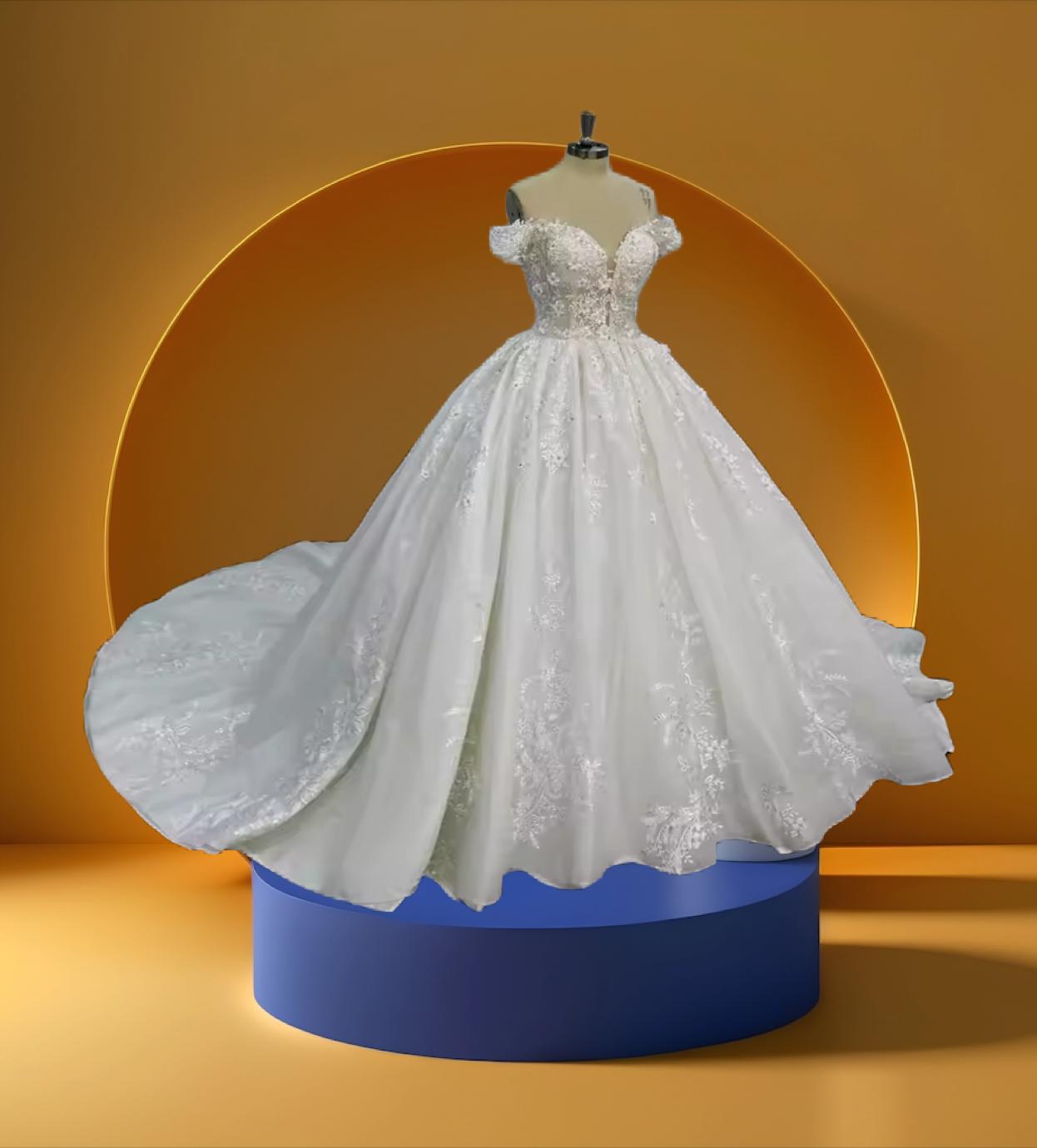 Elegant off shoulder bridal bell gown