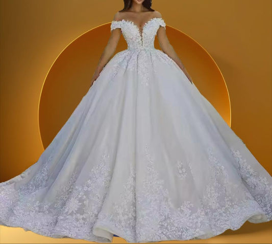 Beautiful off shoulder bridal gown
