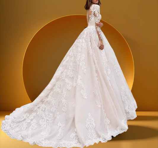 Elegant long sleeve bridal gown