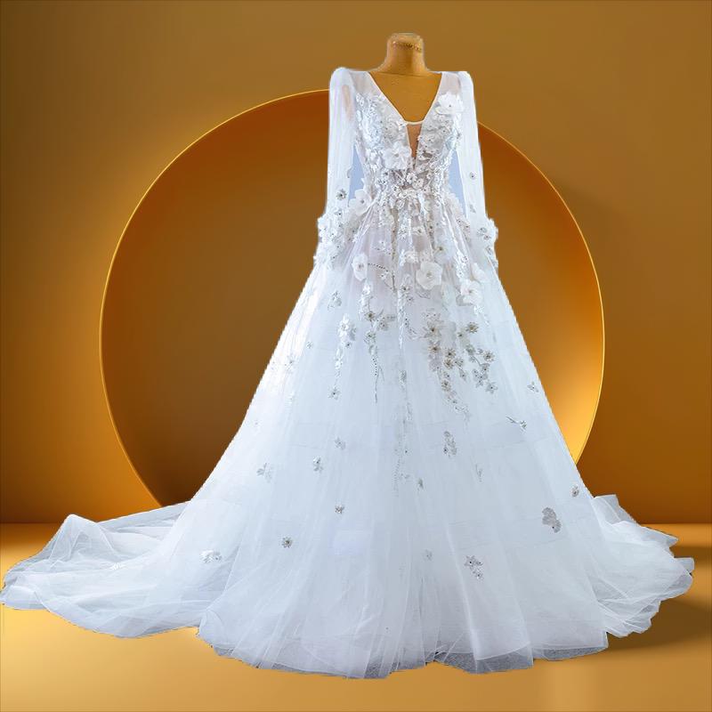 Beautiful flower bridal wedding gown